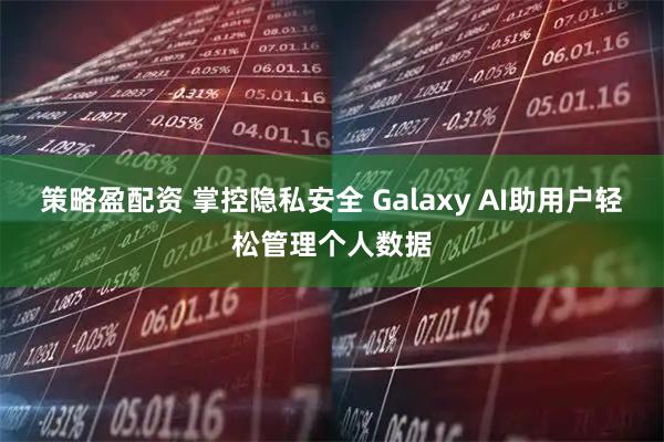 策略盈配资 掌控隐私安全 Galaxy AI助用户轻松管理个人数据